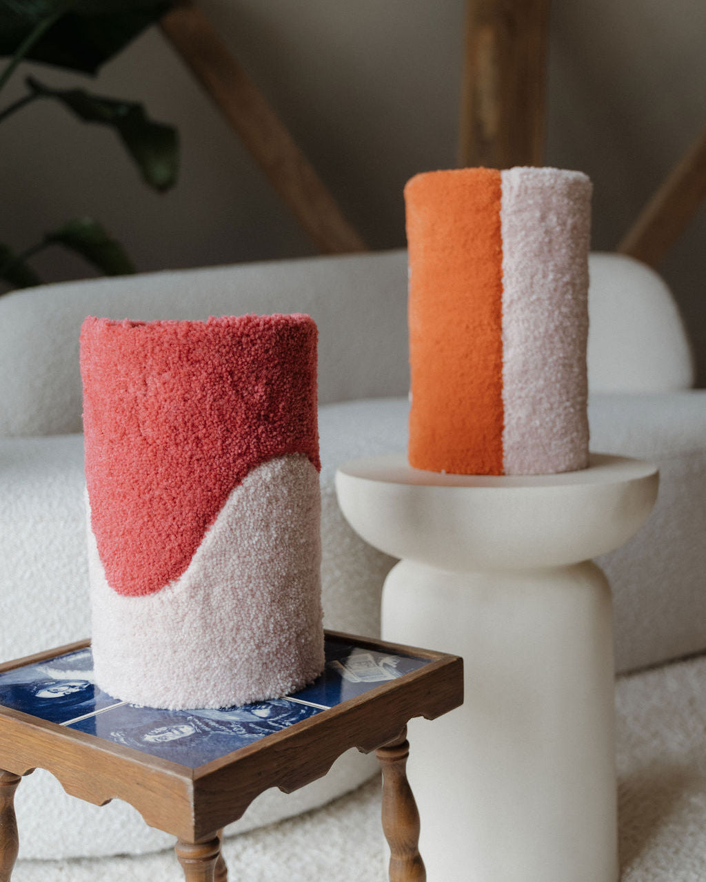tufted flower vase | orange